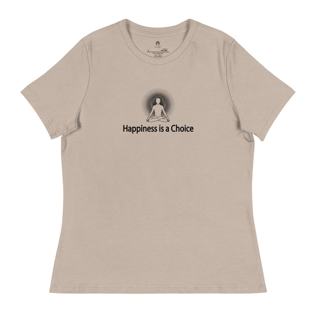 "Happiness is a Choice" Positive Thought Brand Women's Relaxed T-Shirt (Black Graphic)