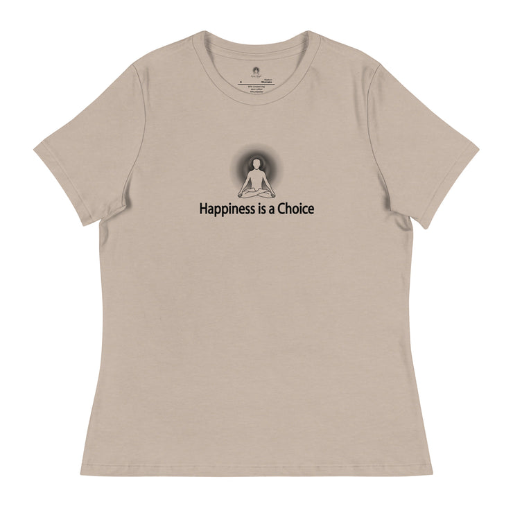 "Happiness is a Choice" Positive Thought Brand Women's Relaxed T-Shirt (Black Graphic)
