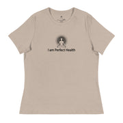 "I am Perfect Health" Positive Thought Brand Women's Relaxed T-Shirt (Black Graphic)