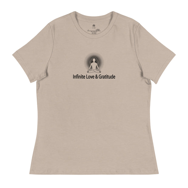 "Infinite Love & Gratitude" Positive Thought Brand Women's Relaxed T-Shirt (Black Graphic)