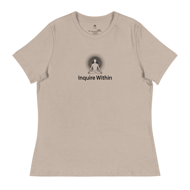 "Inquire Within" Positive Thought Brand Women's Relaxed T-Shirt (Black Graphic)