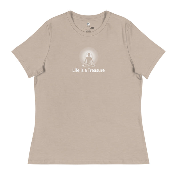 "Life is a Treasure" Positive Thought Brand Women's Relaxed T-Shirt (White Graphic)