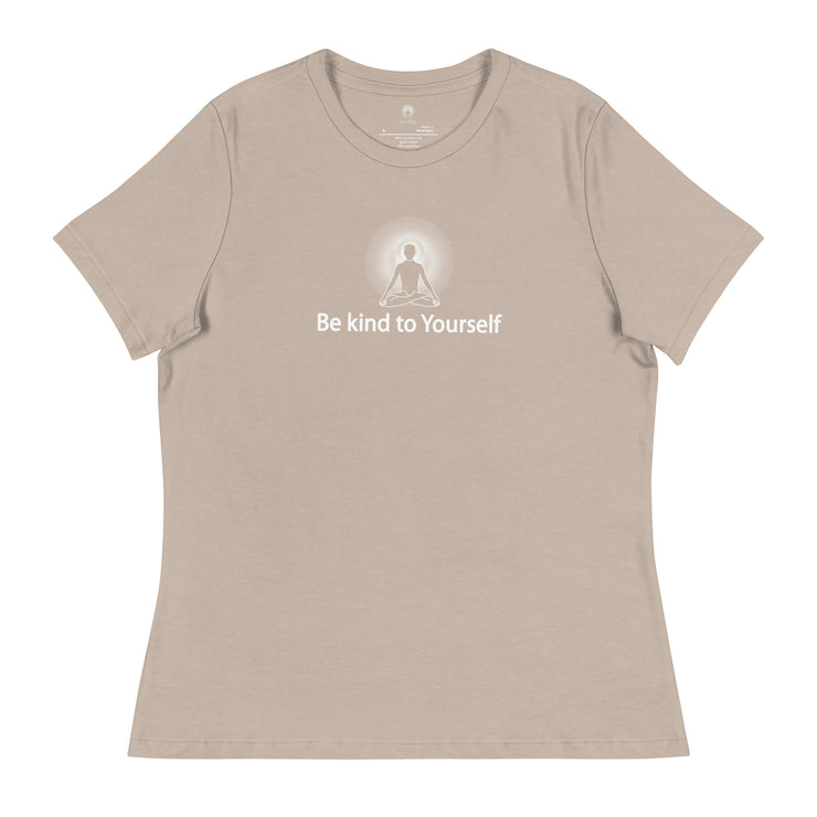 "Be kind to Yourself" Positive Thought Brand Women's Relaxed T-Shirt (White Graphic)