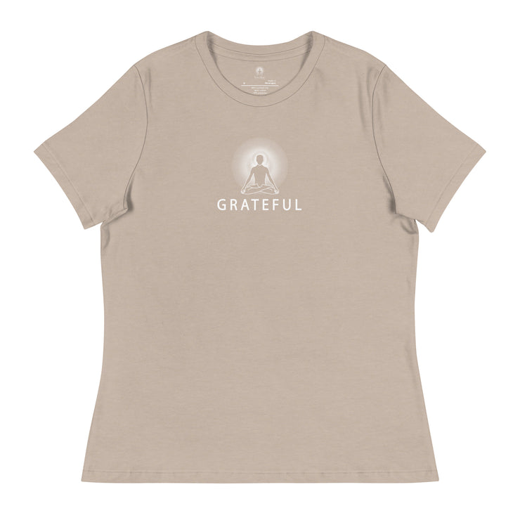 "GRATEFUL" Positive Thought Brand Women's Relaxed T-Shirt (White Graphic)