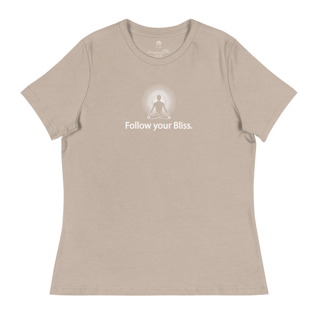 "Follow Your Bliss" Positive Thought Brand Women's Relaxed T-Shirt (White Graphic)