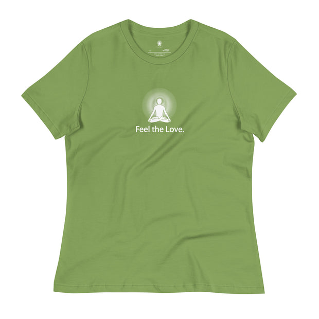 "Feel the Love" Positive Thought Brand Women's Relaxed T-Shirt (White Graphic)