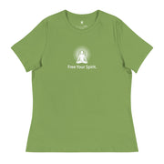 "Free Your Spirit" Positive Thought Brand Women's Relaxed T-Shirt (White Graphics)