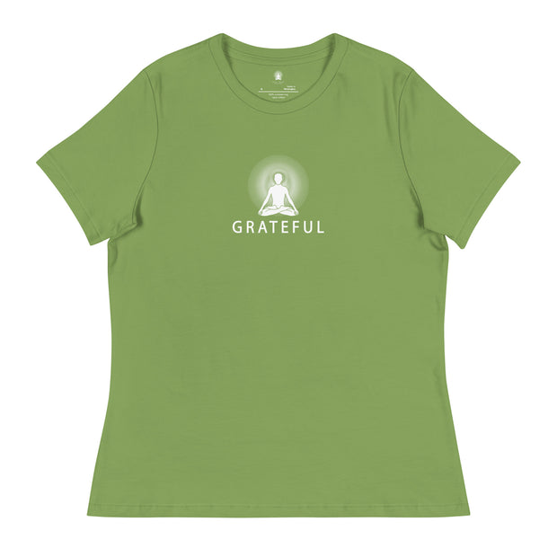 "GRATEFUL" Positive Thought Brand Women's Relaxed T-Shirt (White Graphic)