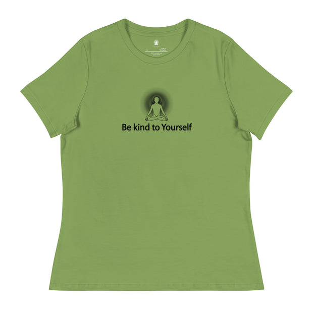 "Be kind to Yourself" Positive Thought Brand Women's Relaxed T-Shirt (Black Graphic)
