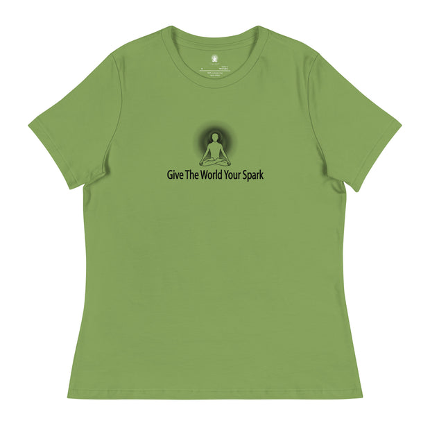 "Give the World Your Spark" Positive Thought Brand Women's Relaxed T-Shirt (Black Graphic)