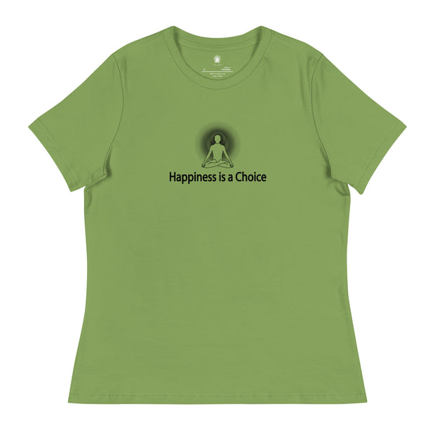 "Happiness is a Choice" Positive Thought Brand Women's Relaxed T-Shirt (Black Graphic)