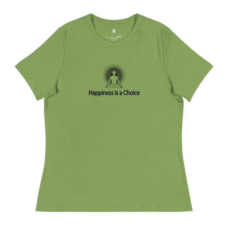 "Happiness is a Choice" Positive Thought Brand Women's Relaxed T-Shirt (Black Graphic)