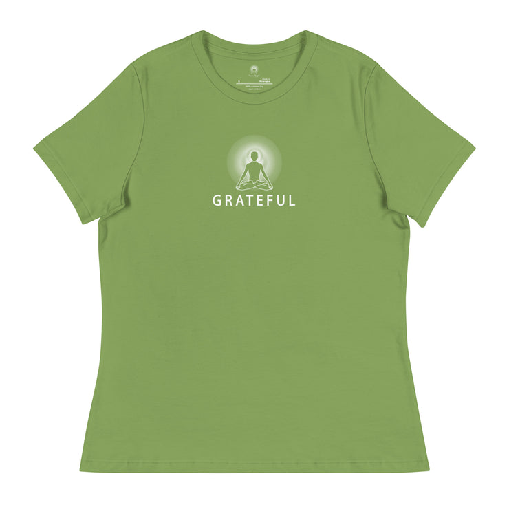 "GRATEFUL" Positive Thought Brand Women's Relaxed T-Shirt (White Graphic)