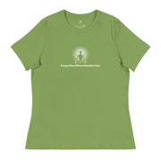 "Energy Flows Where Attention Goes" Positive Thought Brand Women's Relaxed T-Shirt (White Graphic)