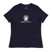 "Belief is the Key" Positive Thought Brand Women's Relaxed T-Shirt (White Graphic)