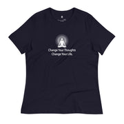 "Change Your Thoughts, Change Your Life" Positive Thought Brand Women's Relaxed T-Shirt (White Graphic)
