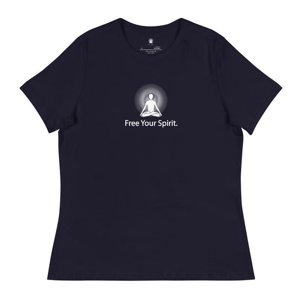 "Free Your Spirit" Positive Thought Brand Women's Relaxed T-Shirt (White Graphics)