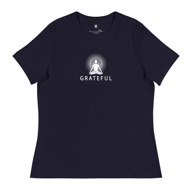 "GRATEFUL" Positive Thought Brand Women's Relaxed T-Shirt (White Graphic)