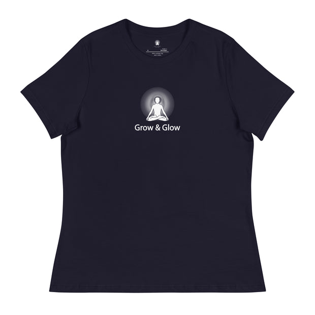"Grow & Glow" Positive Thought Brand Women's Relaxed T-Shirt (White Graphic)