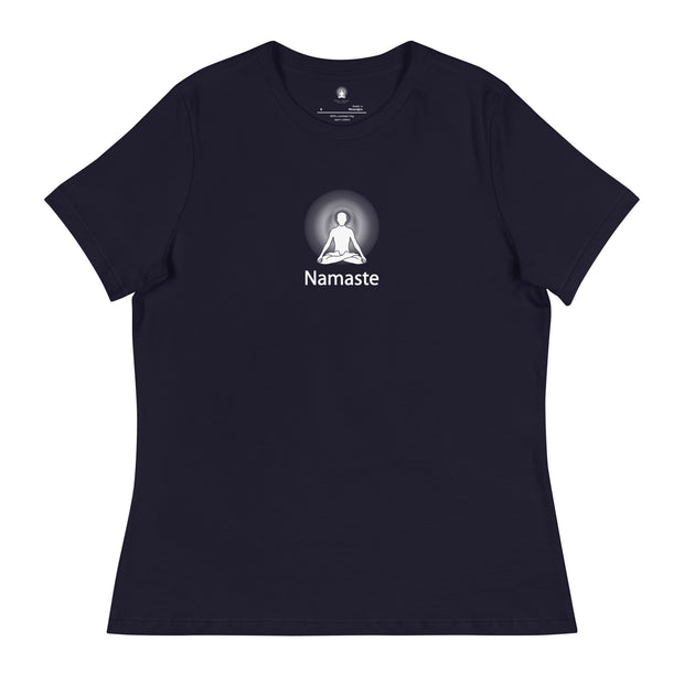 "Namaste" Positive Thought Brand Women's Relaxed T-Shirt (White Graphic)