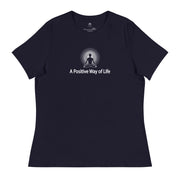 "A Positive Way of Life" Positive Thought Brand Women's Relaxed T-Shirt (White Graphic)