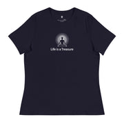 "Life is a Treasure" Positive Thought Brand Women's Relaxed T-Shirt (White Graphic)