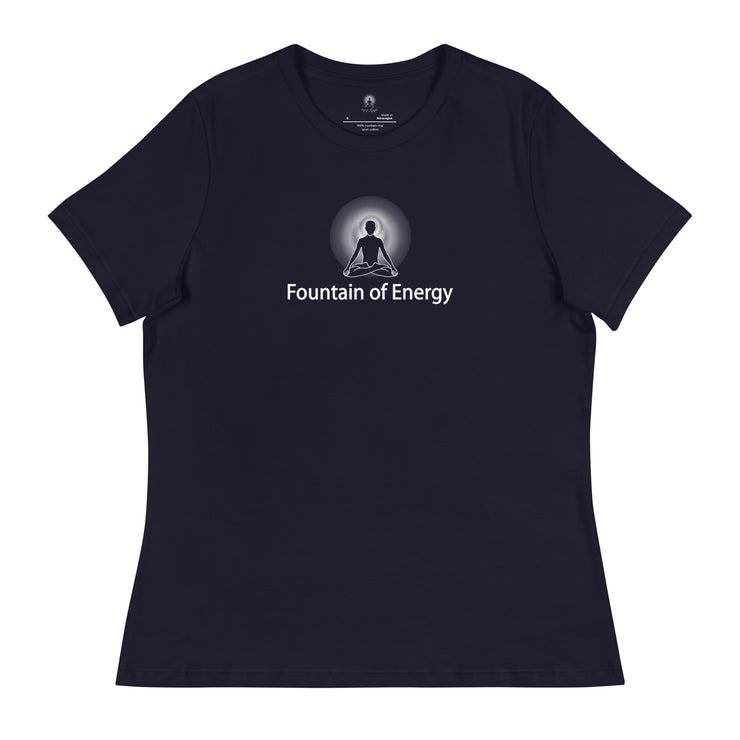 "Fountain of Energy" Positive Thought Brand Women's Relaxed T-Shirt (White Graphc)