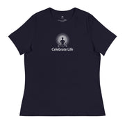 "Celebrate Life" Positive Thought Brand Women's Relaxed T-Shirt (White Graphic)