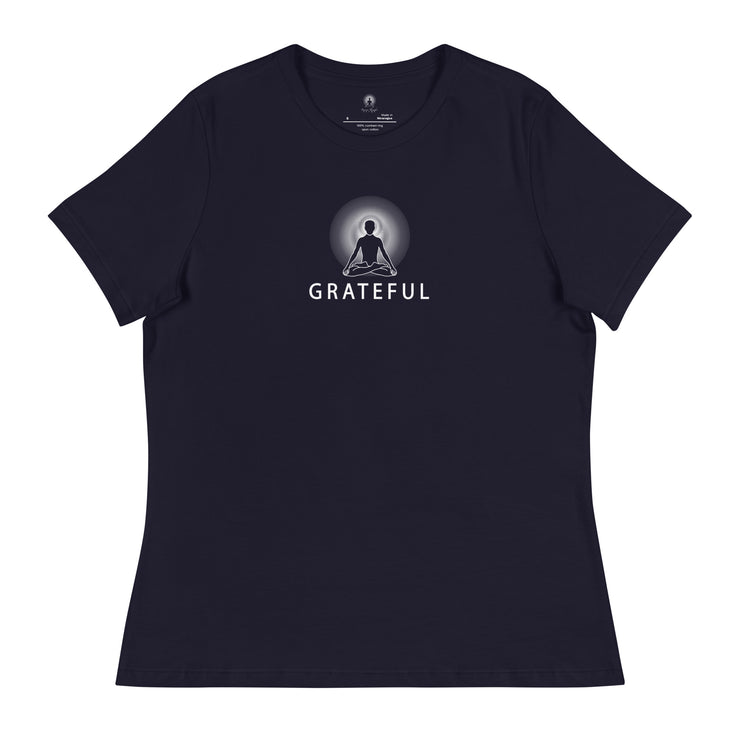 "GRATEFUL" Positive Thought Brand Women's Relaxed T-Shirt (White Graphic)