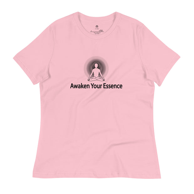 "Awaken Your Essence" Women's Relaxed T-Shirt (Black Graphic)