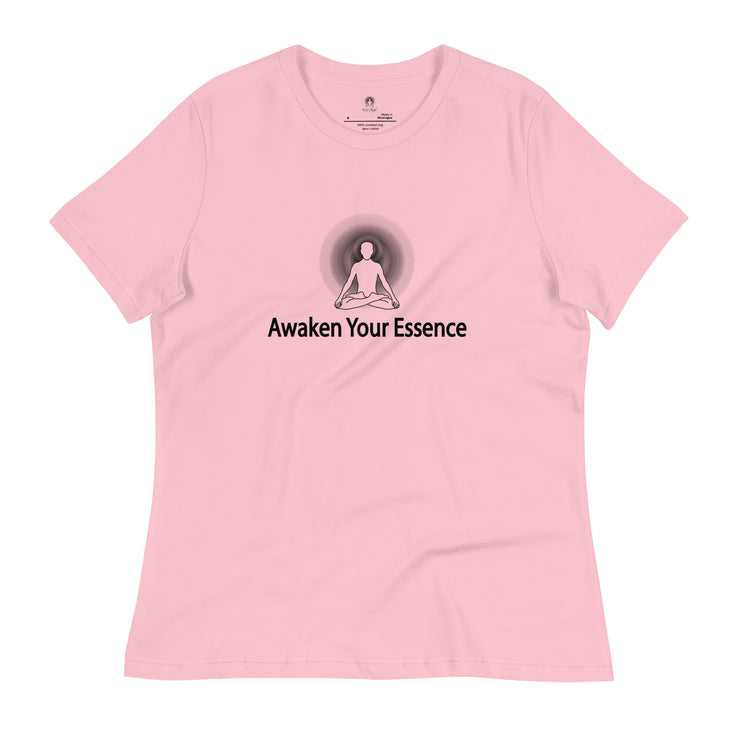 "Awaken Your Essence" Women's Relaxed T-Shirt (Black Graphic)