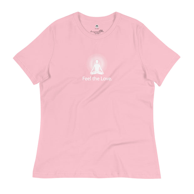 "Feel the Love" Positive Thought Brand Women's Relaxed T-Shirt (White Graphic)