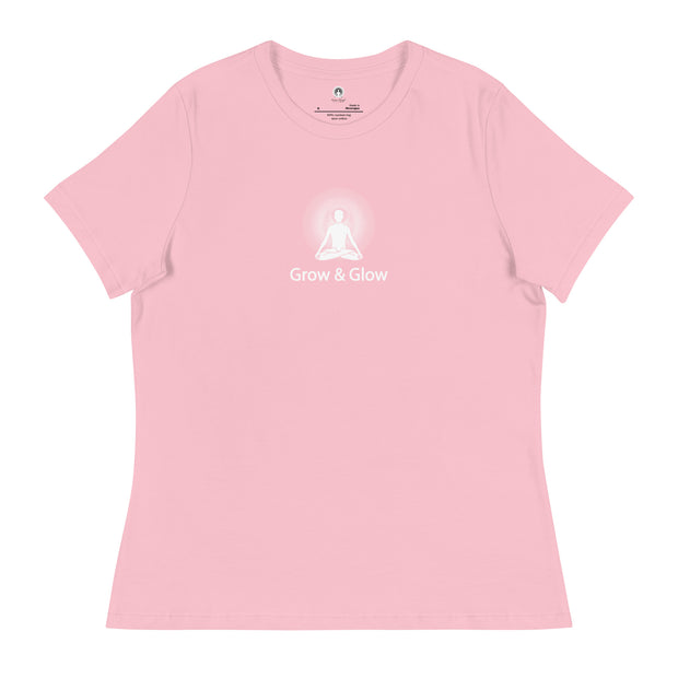 "Grow & Glow" Positive Thought Brand Women's Relaxed T-Shirt (White Graphic)