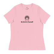 "Be kind to Yourself" Positive Thought Brand Women's Relaxed T-Shirt (Black Graphic)