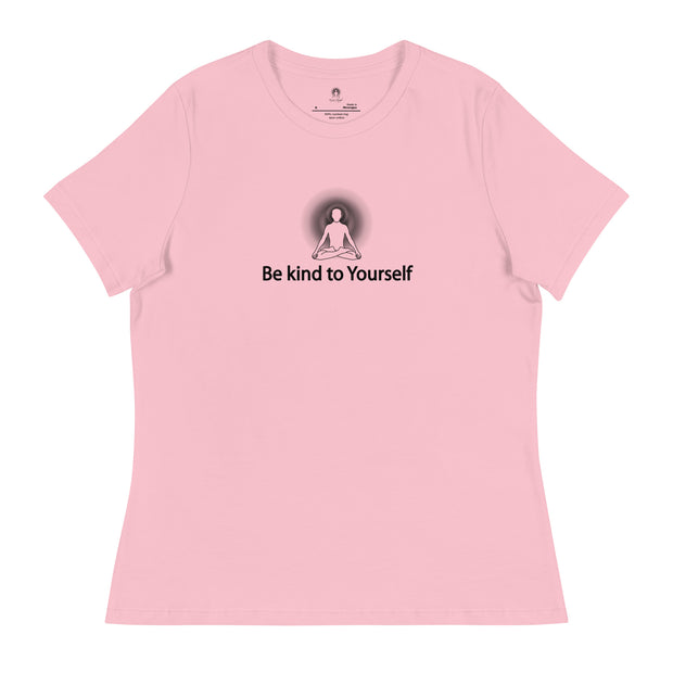"Be kind to Yourself" Positive Thought Brand Women's Relaxed T-Shirt (Black Graphic)