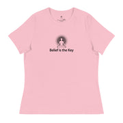 "Belief is the Key" Positive Thought Brand Women's Relaxed T-Shirt (Black Graphic)