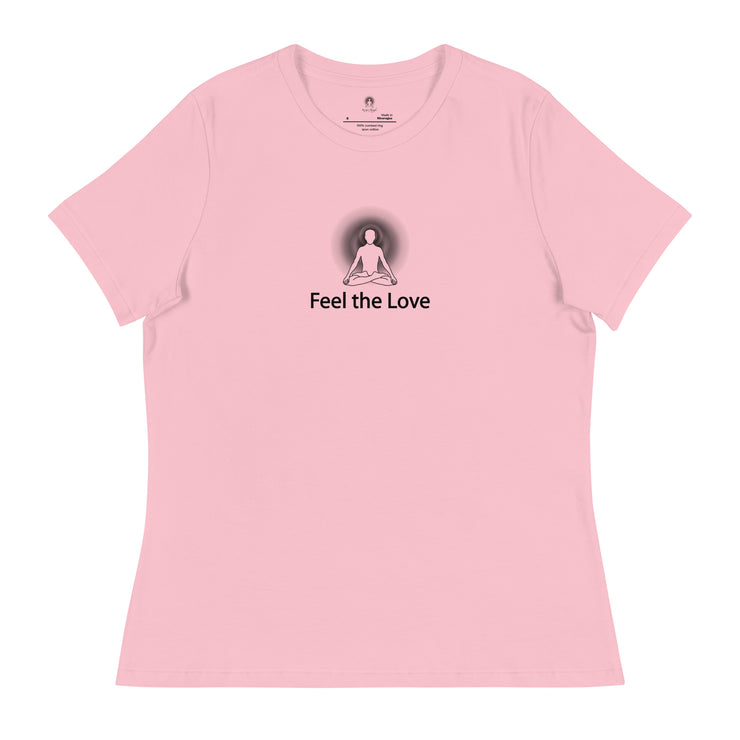 "Feel the Love" Positive Thought Brand Women's Relaxed T-Shirt (Black Graphic)