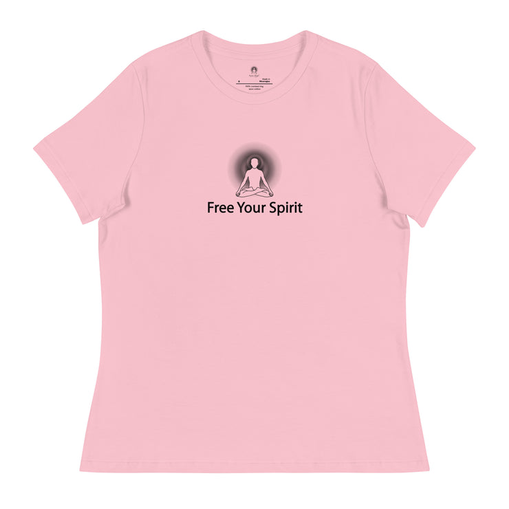 "Free Your Spirit" Positive Thought Brand Women's Relaxed T-Shirt (Black Graphic)