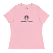 "Happiness is a Choice" Positive Thought Brand Women's Relaxed T-Shirt (Black Graphic)