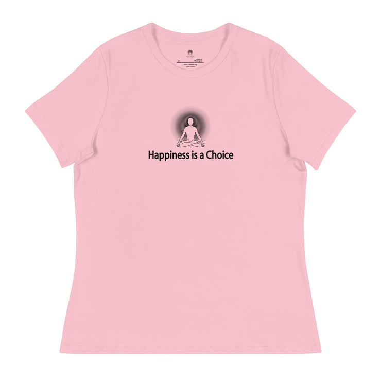 "Happiness is a Choice" Positive Thought Brand Women's Relaxed T-Shirt (Black Graphic)