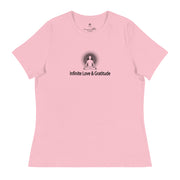 "Infinite Love & Gratitude" Positive Thought Brand Women's Relaxed T-Shirt (Black Graphic)