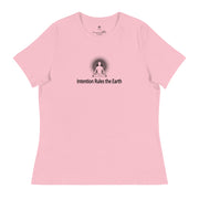 "Intention Rules the Earth" Positive Thought Brand Women's Relaxed T-Shirt (Black Graphic)