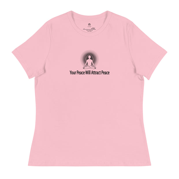 "Your Peace will Attract Peace" Positive Thought Brand Women's Relaxed T-Shirt (Black Graphic)