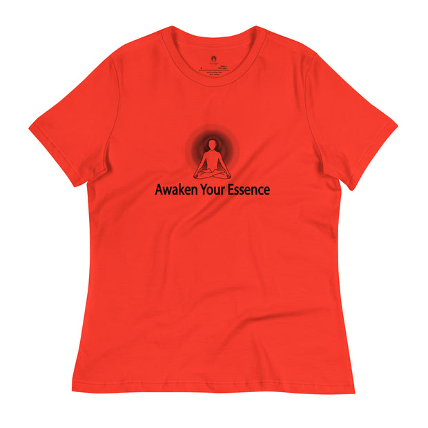 "Awaken Your Essence" Women's Relaxed T-Shirt (Black Graphic)