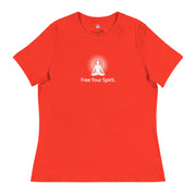 "Free Your Spirit" Positive Thought Brand Women's Relaxed T-Shirt (White Graphics)