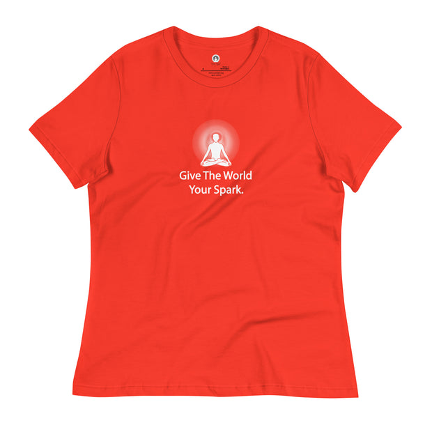 "Give the World Your Spark" Positive Thought Brand Women's Relaxed T-Shirt (White Graphic)