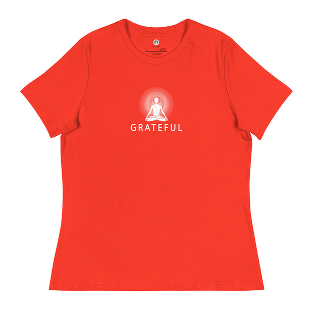 "GRATEFUL" Positive Thought Brand Women's Relaxed T-Shirt (White Graphic)