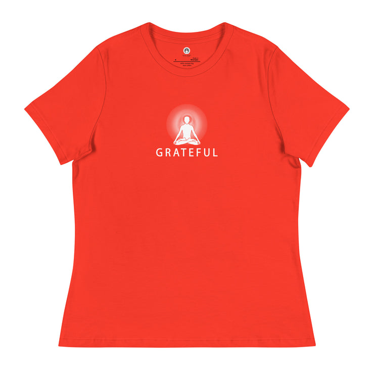 "GRATEFUL" Positive Thought Brand Women's Relaxed T-Shirt (White Graphic)