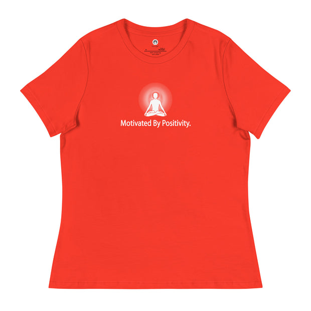 "Motivated by Positivity" Positive Thought Brand Women's Relaxed T-Shirt (White Graphic)