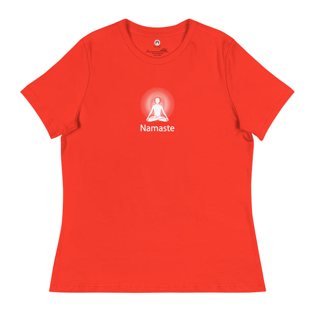 "Namaste" Positive Thought Brand Women's Relaxed T-Shirt (White Graphic)